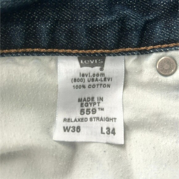 NEW Levi 559 Jeans W 36 L 34 Blue Denim Relaxed Straight Leg Mens Deep Pockets - Picture 8 of 10